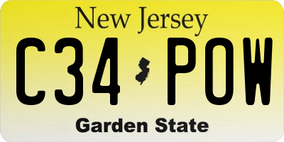 NJ license plate C34POW
