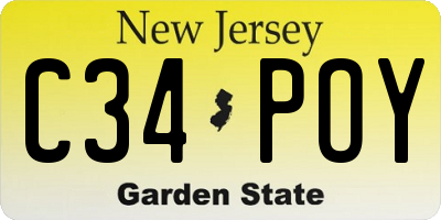 NJ license plate C34POY