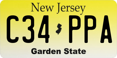 NJ license plate C34PPA