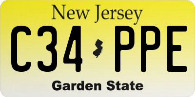 NJ license plate C34PPE