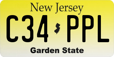 NJ license plate C34PPL
