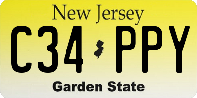 NJ license plate C34PPY