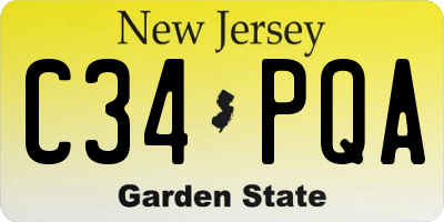 NJ license plate C34PQA