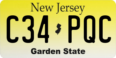 NJ license plate C34PQC