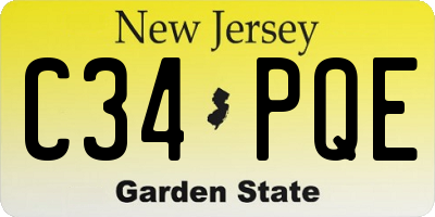 NJ license plate C34PQE