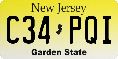 NJ license plate C34PQI