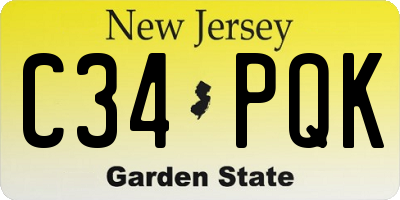 NJ license plate C34PQK