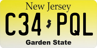NJ license plate C34PQL