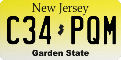 NJ license plate C34PQM