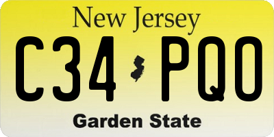 NJ license plate C34PQO