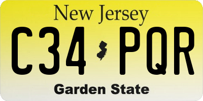 NJ license plate C34PQR