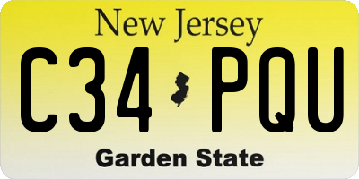 NJ license plate C34PQU