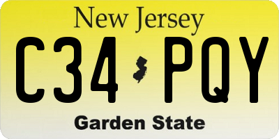 NJ license plate C34PQY