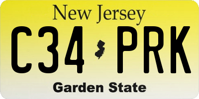 NJ license plate C34PRK