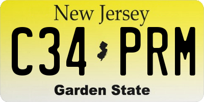 NJ license plate C34PRM
