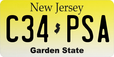 NJ license plate C34PSA