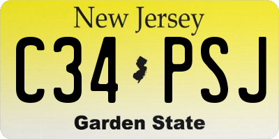 NJ license plate C34PSJ