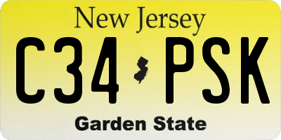 NJ license plate C34PSK