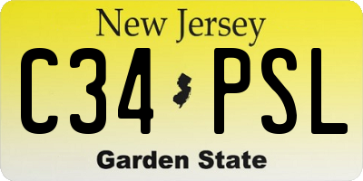 NJ license plate C34PSL