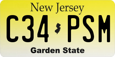 NJ license plate C34PSM