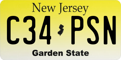 NJ license plate C34PSN
