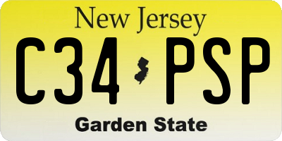 NJ license plate C34PSP
