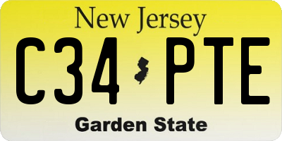NJ license plate C34PTE