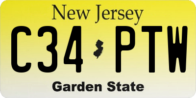 NJ license plate C34PTW
