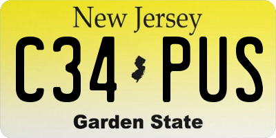 NJ license plate C34PUS