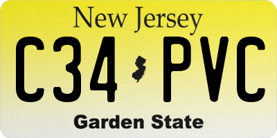 NJ license plate C34PVC