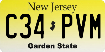 NJ license plate C34PVM
