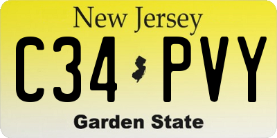NJ license plate C34PVY