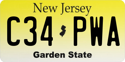 NJ license plate C34PWA