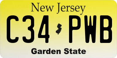 NJ license plate C34PWB