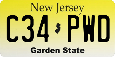 NJ license plate C34PWD