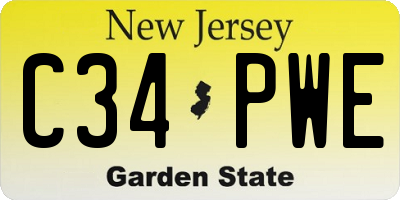 NJ license plate C34PWE
