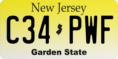 NJ license plate C34PWF