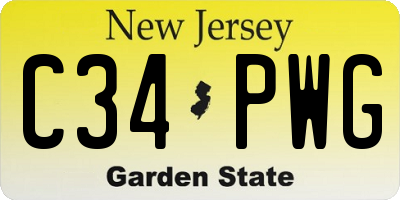NJ license plate C34PWG
