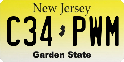 NJ license plate C34PWM