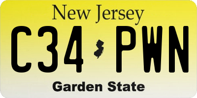 NJ license plate C34PWN