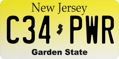 NJ license plate C34PWR