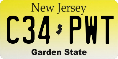NJ license plate C34PWT