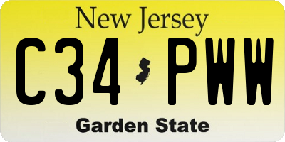 NJ license plate C34PWW