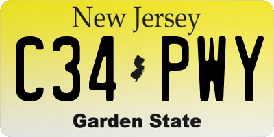NJ license plate C34PWY