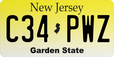 NJ license plate C34PWZ