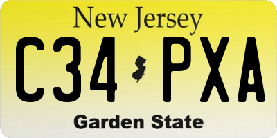NJ license plate C34PXA