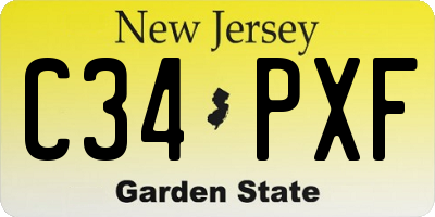 NJ license plate C34PXF
