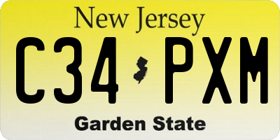 NJ license plate C34PXM