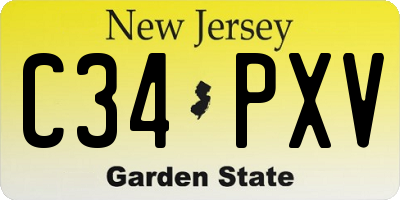 NJ license plate C34PXV