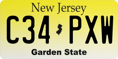 NJ license plate C34PXW